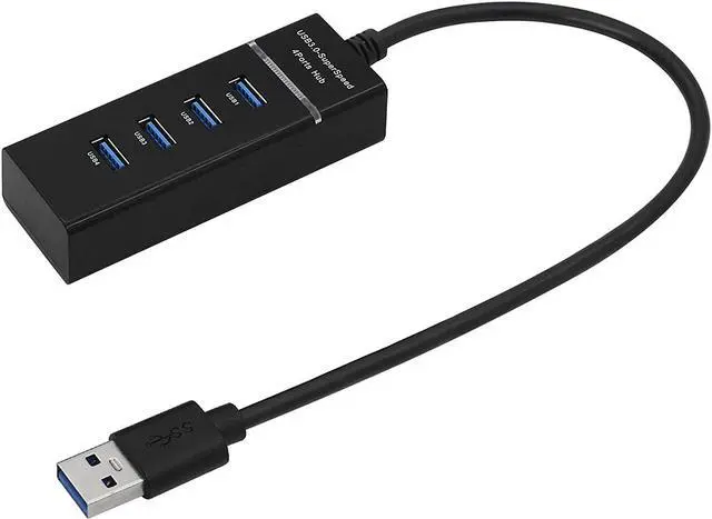 Main image of QIANRENON 4-Port USB 3.0 Hub Splitter 5Gbps USB Data Hub 4 in 1 with LED Indication for Windows PC, Mac, Surface Pro,Laptop, Printer,30cm,Black