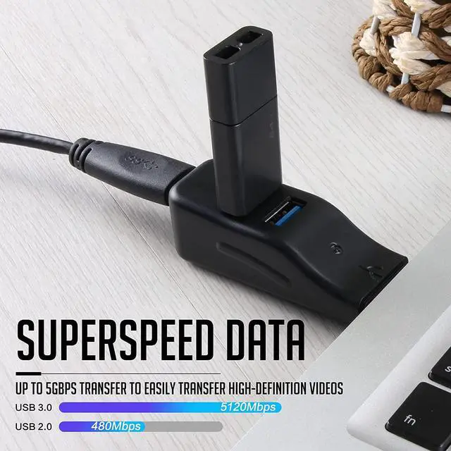 Alt view image 3 of 7 - VCOM USB 3.0 Hub for Laptop, Portable 4-Port Data USB Splitter, Mini USB A Port Expander, 5Gbps Fast Data Transfe for Desktop Computer, Surface Pro, XPS, PC, Flash Drive, Mobile HDD, Keyboard, Mouse