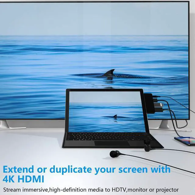 Alt view image 2 of 7 - Surface Go Docking Station, 4 in 1 Surface Go 3 USB C Adapter with HDMI Support 4K, USB 3.0/2.0 Port Hub, 3.5mm Audio/Headphone Jack, Portable Adapter for Surface Go/Go 2 /Go 3 Accessories