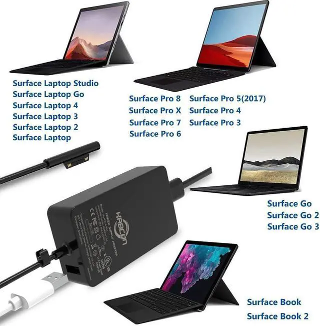 Alt view image 6 of 7 - Surface Pro Surface Laptop Charger[UL Certified Updated Version]44W 15V 2.58A Power Supply Compatible Microsoft Surface Pro 6 Pro 7 Pro 4 Pro 3 Pro X,Surface Laptop 1/2/3/4/Go,Surface Go,Surface Book