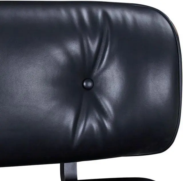 Alt view image 6 of 7 - Lounge Chair and Ottoman Mid Century Modern Style Classic Replica Armchair Recliner Furniture- Aniline Leather, Plywood and Aluminum Alloy Heavy Duty Support, Living Room, Lounge- Walnut&Black XL
