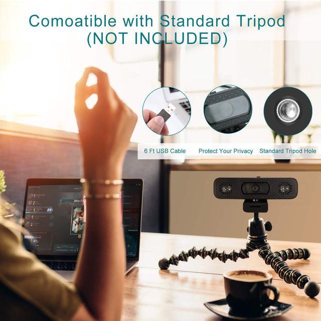Alt view image 5 of 7 - Goaic L32C 4K HD Webcam with 2 Speakers & Built-in Microphone for Computer Laptop, 90 Degree View Angle Autofocus Computer Camera with Privacy Cover for Live Streaming, Video Calls, Games
