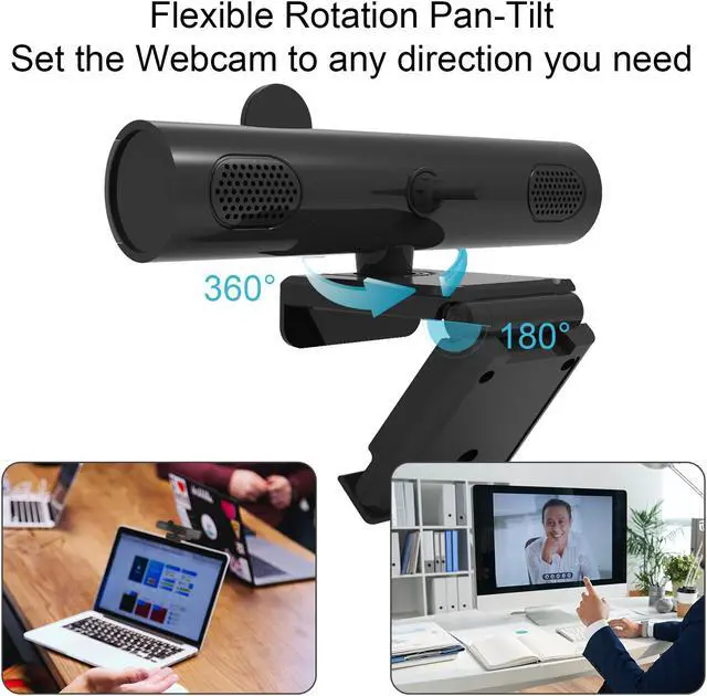 Alt view image 4 of 7 - Goaic 2K AutoFocus HD Webcam with Dual Microphone, Speaker & Privacy Cover, USB Web Camera with Wide Angle for Laptop Streaming, Video Conferencing, Recording, Teaching, Online Learning and Gaming