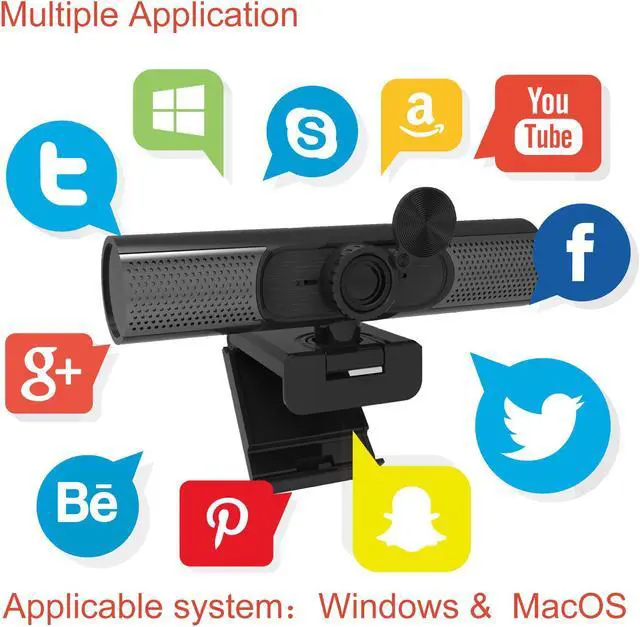 Alt view image 7 of 7 - Goaic 2K AutoFocus HD Webcam with Dual Microphone, Speaker & Privacy Cover, USB Web Camera with Wide Angle for Laptop Streaming, Video Conferencing, Recording, Teaching, Online Learning and Gaming