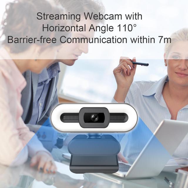 Alt view image 4 of 7 - Goaic L31 Streaming 1080P Wide Angle Webcam with Adjustable Ring Light autofocus AF Web Camera for Google Meet Xbox Gamer Facebook YouTube Streamer