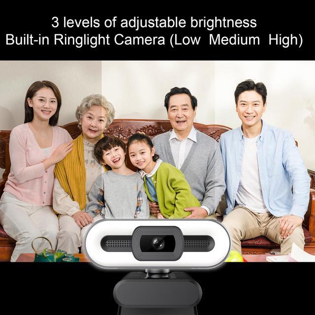 Alt view image 3 of 7 - Goaic L31 Streaming 1080P Wide Angle Webcam with Adjustable Ring Light autofocus AF Web Camera for Google Meet Xbox Gamer Facebook YouTube Streamer