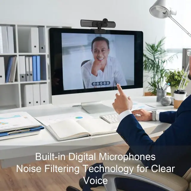 Alt view image 2 of 7 - 2K Webcam Full HD USB Web Camera For Laptop PC Computer Mac Desktop Camera with Dual Microphone & Privacy Cover Autofocus YouTube Live Streaming