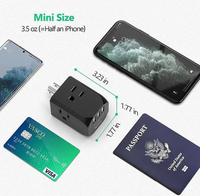 Alt view image 6 of 7 - SUPERDANNY Wall Plug Outlet Extender Outlet Splitter with 4 Electrical Outlets & 3 USB Ports Charger, Cruise Ship Approved Wall Plug Charger for iPhone 15 for iPhone 14 Black