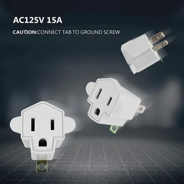 Alt view image 3 of 7 - 4 Pack ETL Listed 3-2 Prong Grounding Outlet Adapter, Superdanny 3 Prong to 2 Prong Adapter Converter, Portable Fireproof 200 Resistant Heavy Duty Wall Outlet Plug for Household Appliances Industrial