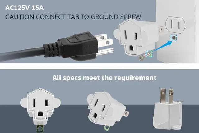 Alt view image 7 of 7 - 4 Pack ETL Listed 3-2 Prong Grounding Outlet Adapter, Superdanny 3 Prong to 2 Prong Adapter Converter, Portable Fireproof 200 Resistant Heavy Duty Wall Outlet Plug for Household Appliances Industrial