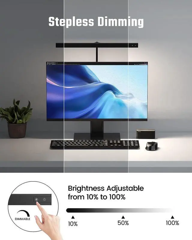 Alt view image 4 of 7 - SUPERDANNY LED Desk Lamp for Office Home Gaming Desk Lamp with USB Adapter Touch Control Table Lamp