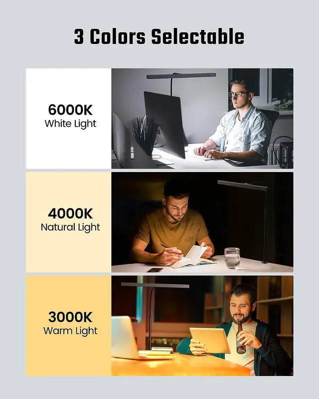 Alt view image 5 of 7 - SUPERDANNY LED Desk Lamp for Office Home Gaming Desk Lamp with USB Adapter Touch Control Table Lamp