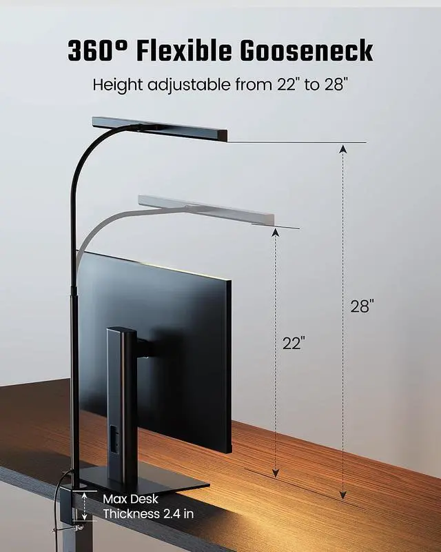 Alt view image 6 of 7 - SUPERDANNY LED Desk Lamp for Office Home Gaming Desk Lamp with USB Adapter Touch Control Table Lamp
