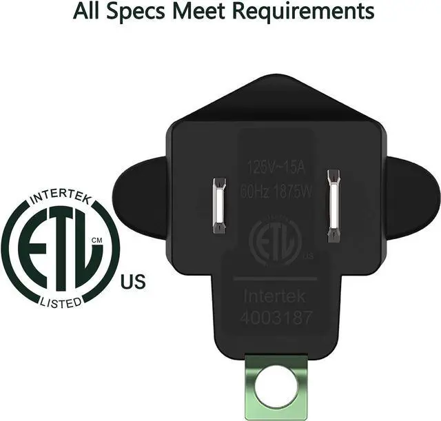 Alt view image 2 of 7 - 4 Pack 3-2 Prong Adapters Grounding Adapter 3-Prong to 2-Prong Adapter ETL Listed Fireproof Material 392 Resistant Heavy Duty Wall Plugs for Household Appliances Industial, Black