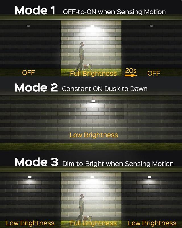 Alt view image 4 of 7 - 2 Pack Outdoor Solar LED Lights, Solar Powered  Flood Lights witgh Motion Sensor Lights with Remote Control Security Lights for Outside Garage 16ft Cable