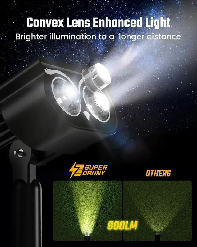Alt view image 4 of 7 - SUPERDANNY Solar Spotlights Waterproof Landscape Spotlights for Outdoor, Garden, Yard Driveway, Walkway 2 Pack
