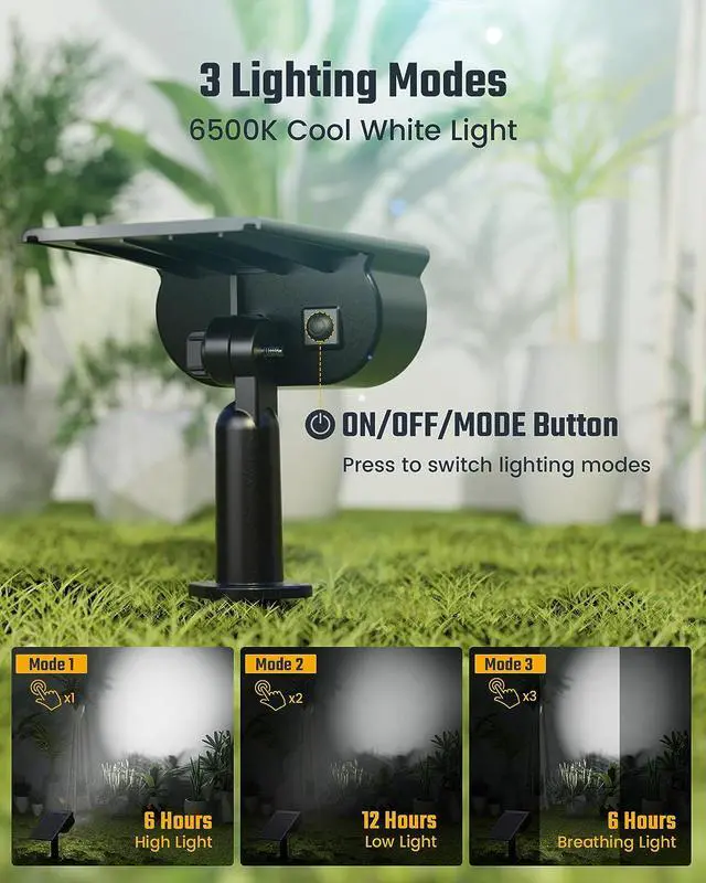 Alt view image 7 of 7 - SUPERDANNY Solar Spotlights Waterproof Landscape Spotlights for Outdoor, Garden, Yard Driveway, Walkway 2 Pack