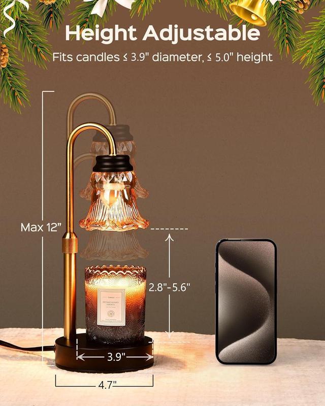 Alt view image 7 of 7 - JACKYLED 2 Pack Candle Warmer Lamp with Dimmer, Height Adjustable Candle Lamp Warmer with Heating Bulbs for Scented Candles, Candle Jars, Wax Warmer Heat Lamp for Home Decor, Housewarming Gift