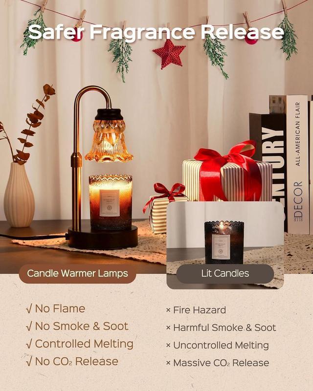 Alt view image 4 of 7 - JACKYLED 2 Pack Candle Warmer Lamp with Dimmer, Height Adjustable Candle Lamp Warmer with Heating Bulbs for Scented Candles, Candle Jars, Wax Warmer Heat Lamp for Home Decor, Housewarming Gift