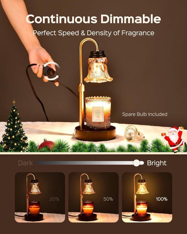 Alt view image 2 of 7 - JACKYLED 2 Pack Candle Warmer Lamp with Dimmer, Height Adjustable Candle Lamp Warmer with Heating Bulbs for Scented Candles, Candle Jars, Wax Warmer Heat Lamp for Home Decor, Housewarming Gift