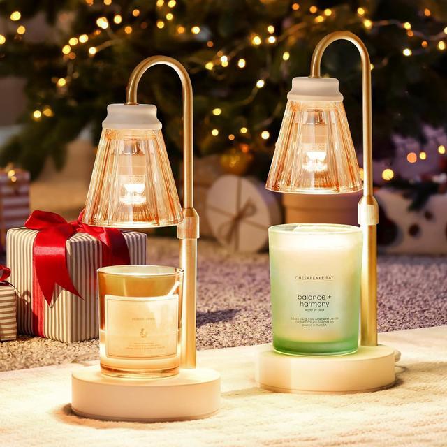 2-Pack Candle Warmer Lamp with Dimmer, Lamp Candle Warmer with 4 Bulbs for  3 Wick Candles, Height Adjustable Candle Melter Light for Scented Wax,  Christmas Gift for Mom, Home Decor, Amber 