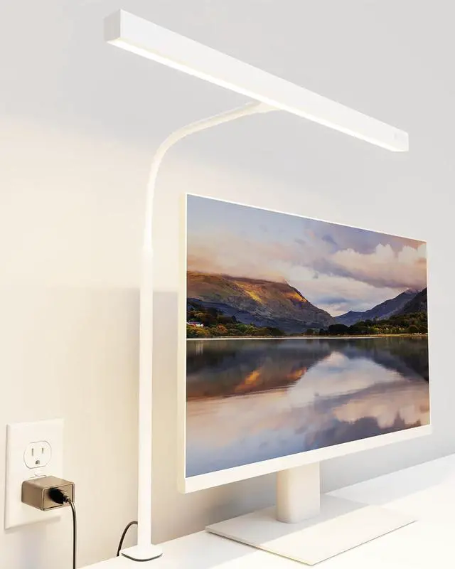 Main image of Eye-Caring LED Desk Lamp for Home Office, 12W Dimmable Desk Light with Adjustable Gooseneck,  Touch Control Architect Clamp Lamp with USB Adapter, White