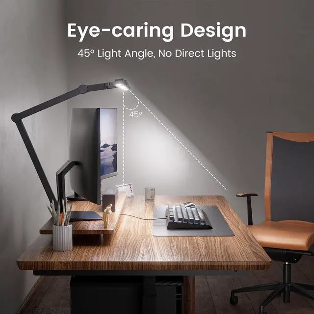 Alt view image 5 of 6 - 24W Eye Caring Led Desk Lamp with Clamp, , Ultra Bright Desktop Lamp with Atmosphere Lighting,Dimmable Desk Light Stepless table Light