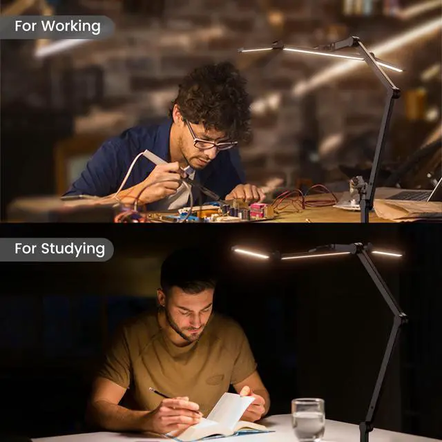 Alt view image 6 of 6 - 24W Eye Caring Led Desk Lamp with Clamp, , Ultra Bright Desktop Lamp with Atmosphere Lighting,Dimmable Desk Light Stepless table Light