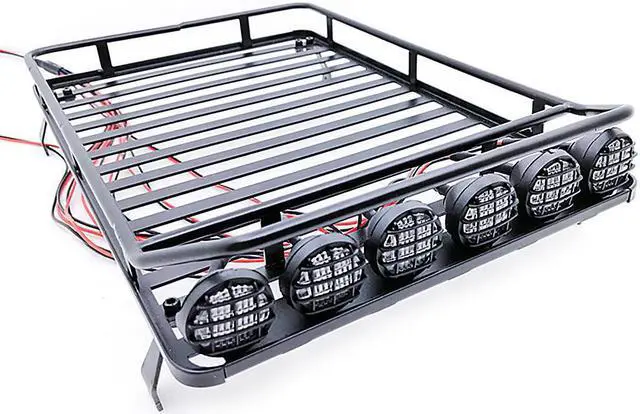 RC Roof Rack Luggage Carrier With LED Lights - For Axial SCX10 1/10 RC Crawler Car (4 White Lights) - View #5