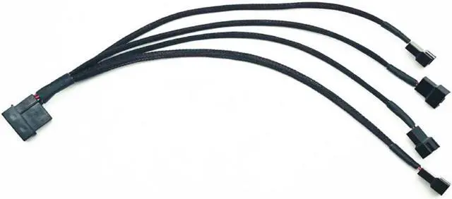 Main image of Fan Splitter 1 To 4 Way Y-Splitter Sleeved 4-Pin Molex Male To 4x 3-Pin/4-Pin PWM Male Connector Fan Extension Adapter Cable Hub