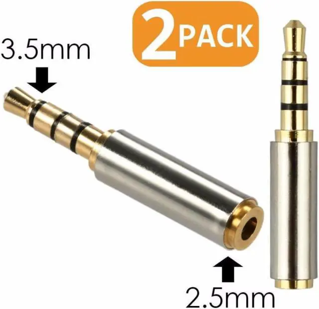 Main image of 2PACK Gold Plated 3.5mm Male to 2.5mm Female Headphone Audio Adapter Jack Stereo or Mono for  iPhone 3GS 4S 5 Galaxy S3