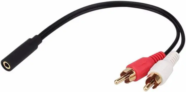 Main image of Gold 3.5mm 6" Stereo Female Mini Jack To 2 Male RCA Plug Adapter Audio Y Cable