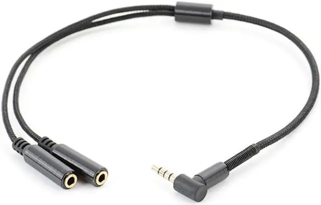 Main image of 3.5mm Audio Stereo Y Splitter Cable 90 Degree Right Angle 3.5mm Male to 2 Female Jack Headphone Splitter Adapter SinLoon for Tab