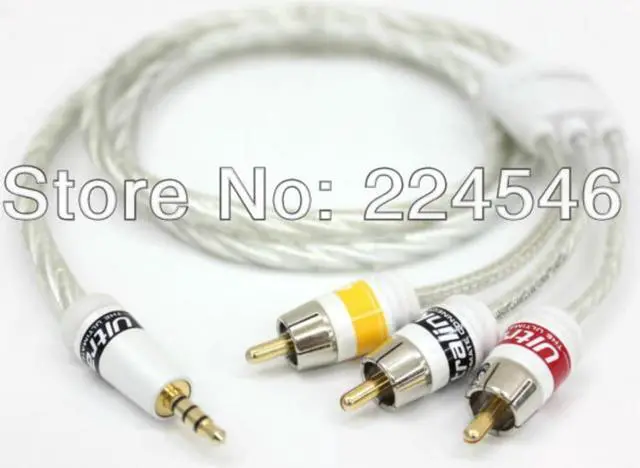 Main image of MATRIX Mini AV Plug to Audio + Composite Video Cable 3.5mm to 3RCA Cable 10ft