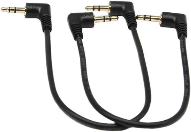 Main image of (2-Pack) Gold Plated 90 Degree Right & Left Angled 3.5mm Male to Male Stereo Audio Cable for Smartphones, Tablets, Media Players