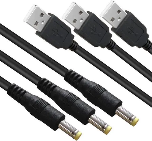 Main image of 3 Packs 3FT USB 2.0 A Male to DC 4.0mm x 1.7mm 5 Volt DC Barrel Jack Power Cable for Sony PSP 3000 2000 1000,Tablet,Cellphone