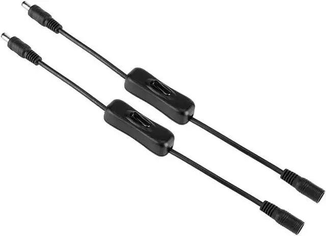 Main image of 2-Pack Male to Female Inline DC Power Extension Cable with On Off Switch, 5.5x2.1mm Barrel for Led Strip Light CCTV Camera