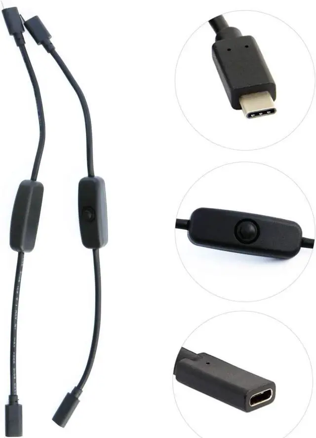 Main image of 2Pack For Pastall Raspberry Pi 4 Power Switch USB Type C Male to Female USB-C for Raspberry Pi 4B