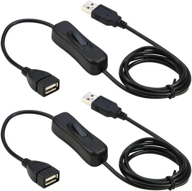 Main image of USB Extension Cable with ON/Off Switch USB Male to Female Cable Support (Data and Power) for USB Headset, LED Strips(2-Pack)