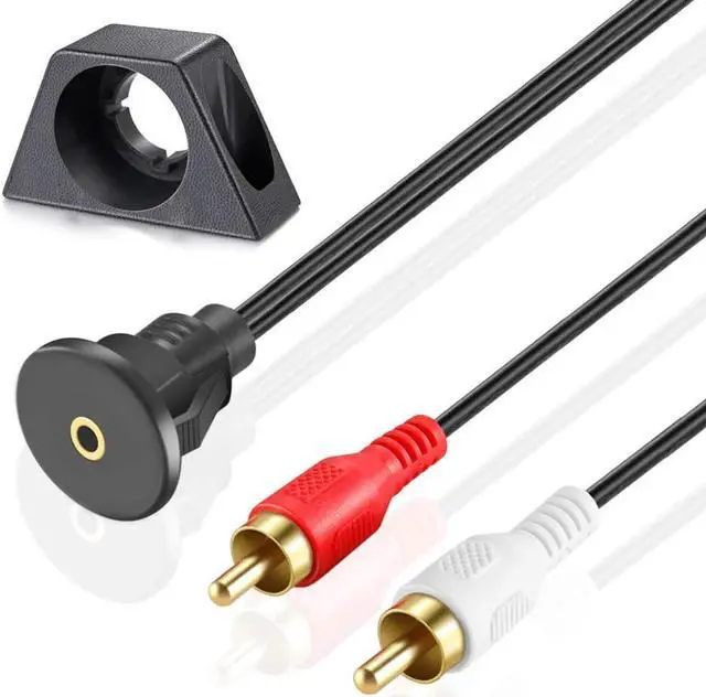 Main image of NUOLIANXIN 3.5mm Female to Dual RCA 2 RCA Male AUX Car Flush Mount Extension Cable for Car Boat Motorcycle Dashboard - 3 feet