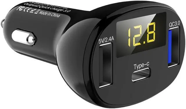 Main image of 32W Quick Charger QC 3-Port FAST Car Charger, Type-C  Port 5V 3.1A 32W QC3.0 Quick Charge 3 USB Type C Port Fast Car Charger LED