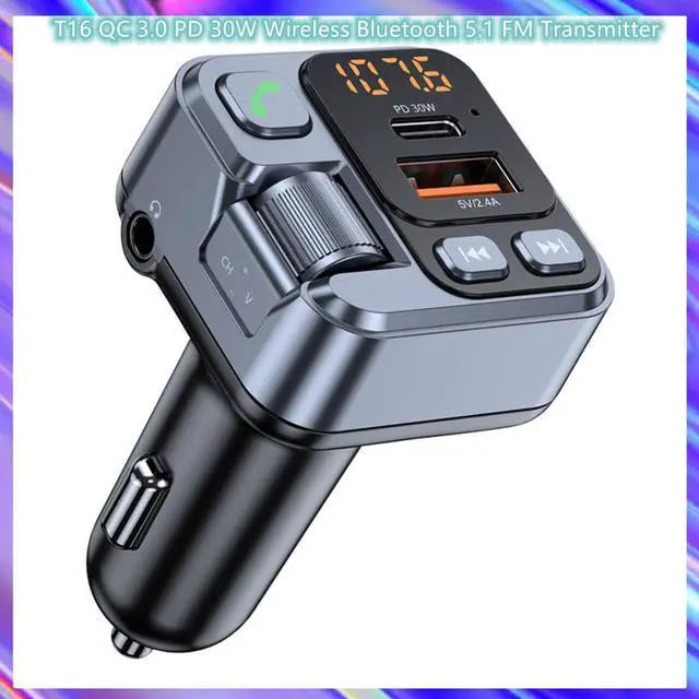 Main image of T16 PD 30W Wireless Bluetooth 5.1 FM Transmitter Hands free Car Kit MP3 Player fast charger