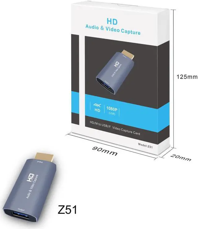Main image of Z51 4K Video Capture Card for HDMI-compatible male to USB female adapter  1080P Live Video Streaming Game Recorder