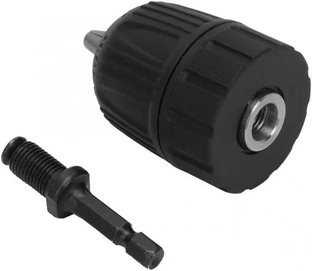 Main image of Keyless Drill Chuck 0.8-10mm 3/8-24UNF + 1/4 Inch Hex Shank Extension Rod Adapter Screwdriver Impact Driver Chuck