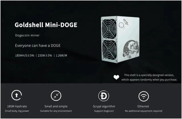 Alt view image 14 of 20 - Goldshell Mini-DOGE 185MH/S(with psu)DOGE& LTC Mining Machine Low noise Small&simple Home Mining Home Riching