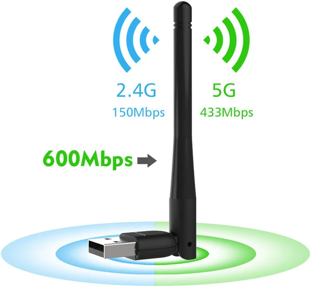 Main image of AC600 Dual Band USB WiFi Adapter, USB Network Adapter WiFi Dongle, WiFi Adapter for Laptop Desktop PC, Support Windows 10/8/7 /XP/Vista/Mac OS 10.7-10.14