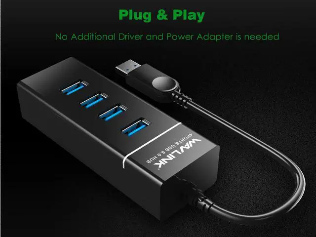 Alt view image 6 of 7 - 4 Ports USB 3.0 Hub, Portable High Speed Data Hub for Desktop Computer PC, PS4, Laptop, MacBook, Surface Pro, iMac, Mac Mini, Flash Drive, LED Indicator, Plug and Play, No Support Charging