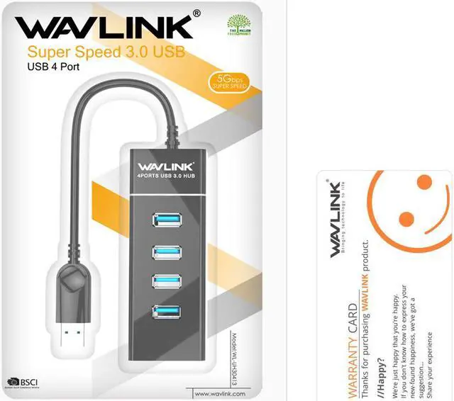 Alt view image 7 of 7 - 4 Ports USB 3.0 Hub, Portable High Speed Data Hub for Desktop Computer PC, PS4, Laptop, MacBook, Surface Pro, iMac, Mac Mini, Flash Drive, LED Indicator, Plug and Play, No Support Charging