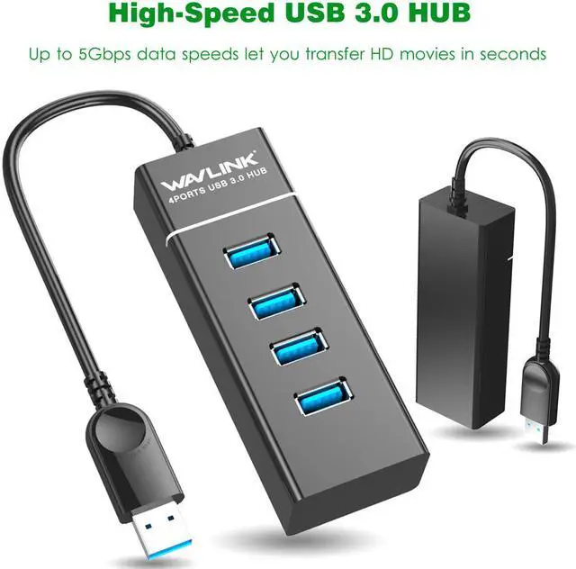 Alt view image 2 of 7 - 4 Ports USB 3.0 Hub, Portable High Speed Data Hub for Desktop Computer PC, PS4, Laptop, MacBook, Surface Pro, iMac, Mac Mini, Flash Drive, LED Indicator, Plug and Play, No Support Charging