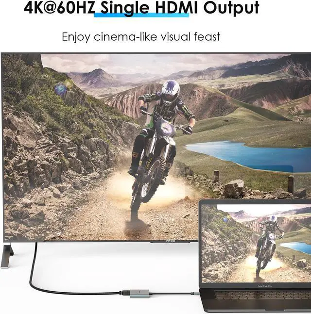 Alt view image 2 of 8 - USB C to Dual HDMI Adapter, Type C to HMDI Adapter, Type-C to HDMI Converter, Supports 4K@60Hz and Dual 4K@30Hz, Aluminum Housing for MacBook/MacBook Pro 2020/2019/2018, MacBook Air, Chromebook Pixel